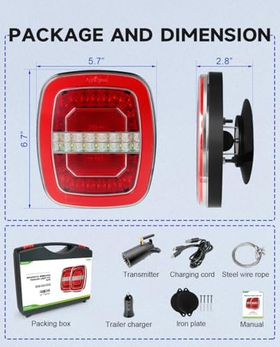 Agrieyes Wireless Trailer Lights, Magnetic Tow Tail Light Kit (T325)