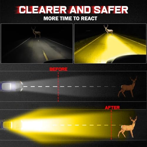 18 Inch Yellow Fog Light Bar 18000LM Slim Spot Flood Combo Beam Off Road Driv...