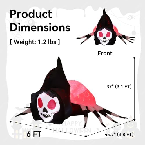5.7FT Halloween Inflatable Skeleton Spider Outdoor Yard Decor with Magic Ligh...