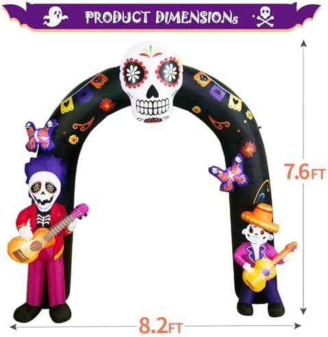 DomKom 8FT Halloween Inflatable Blow Up Decorations Archway, Day of the Dead ...