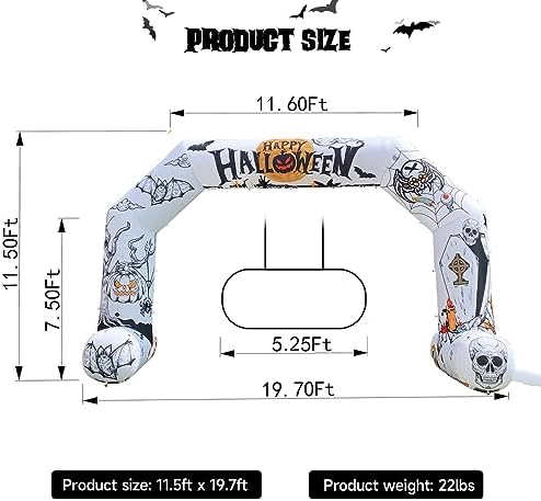 20ft Halloween Inflatable Archway with 250W Blower, Hexagon Inflatable Arch f...