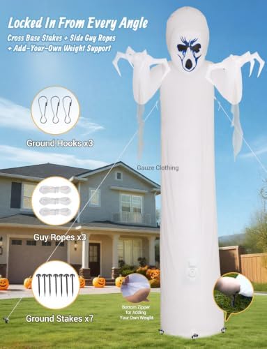 Elegear 12FT Gauze Ghost Halloween Inflatable, Motion-Activated Sounds