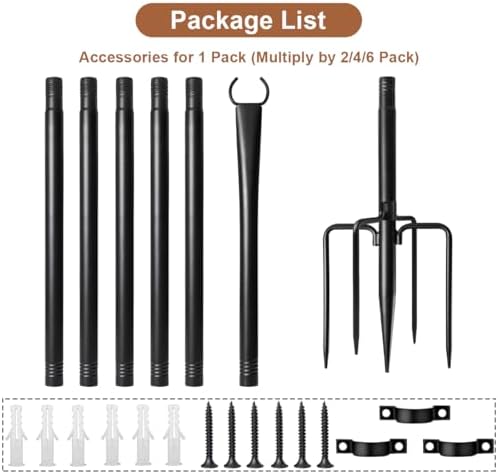 4 Pack String Light Poles for Outside, Upgraded Heavy-Duty Metal Light Poles ...