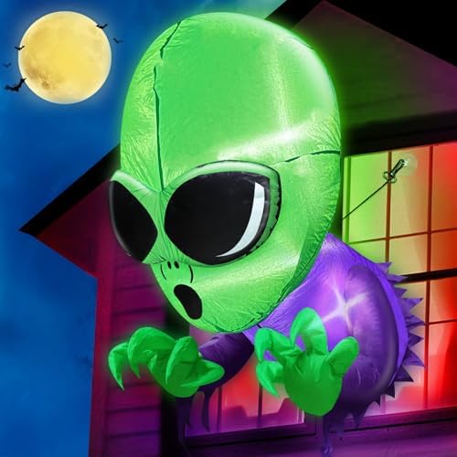 Halloween Inflatables Outdoor Decorations Alien Broke Out from Window