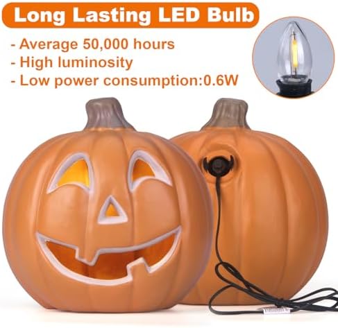 11" Jack O Lantern Halloween Pumpkin Lantern Light Up Pumpkin Decoration...