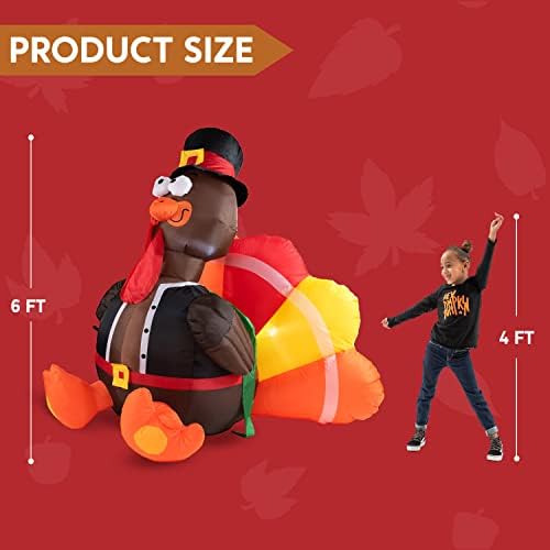 Joiedomi 6 FT Thanksgiving Inflatable Turkey Decorations, LED Light Up Turkey...