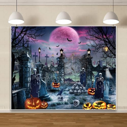 Halloween Backdrops for Photography 10x8ft Scary Night Cemetery Backdrop