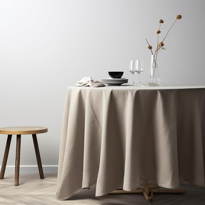 EVERLY 100% Pure Linen Round Tablecloths 70Inch Round Machine Washable Tablec...