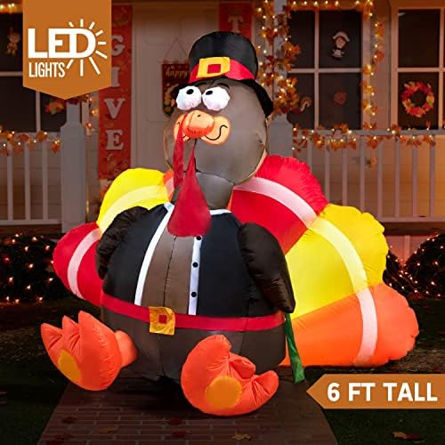 Joiedomi 6 FT Thanksgiving Inflatable Turkey Decorations, LED Light Up Turkey...