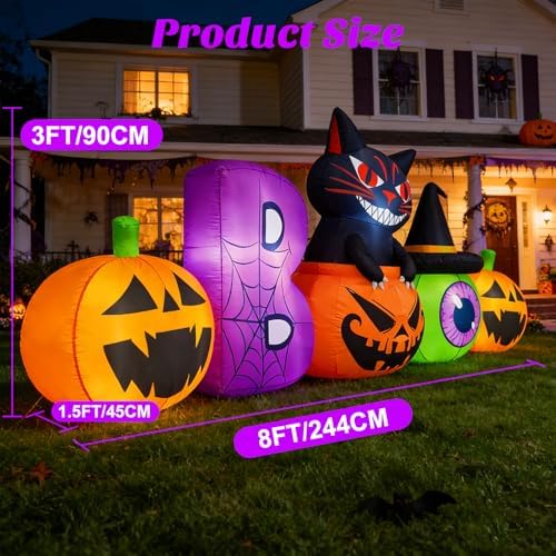 Danxilu 8FT Halloween Inflatable Pumpkin with Black Cat Outdoor Decorations