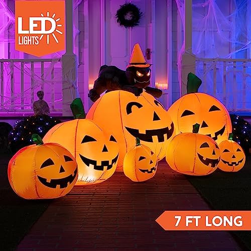 Joiedomi 7 FT Long Halloween Inflatables Pumpkin Outdoor Decorations, 7 Pumpk...