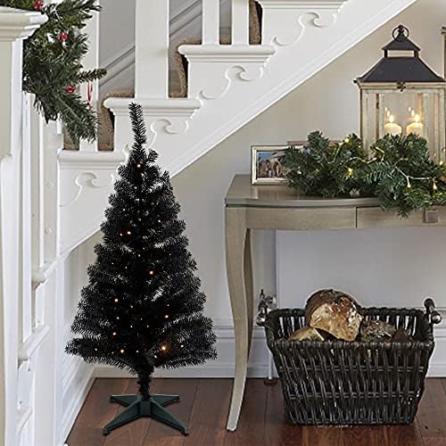 Juegoal Lighted Artificial Halloween Black Christmas Tree, Pre-lit 4 FT Black...