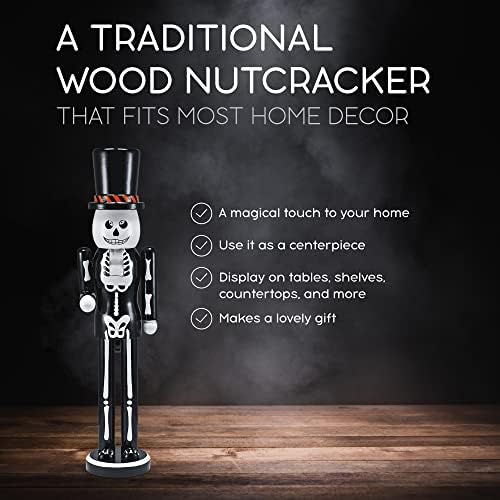 Ornativity Christmas Scary Skeleton Nutcracker – Black and White Wooden Day o...