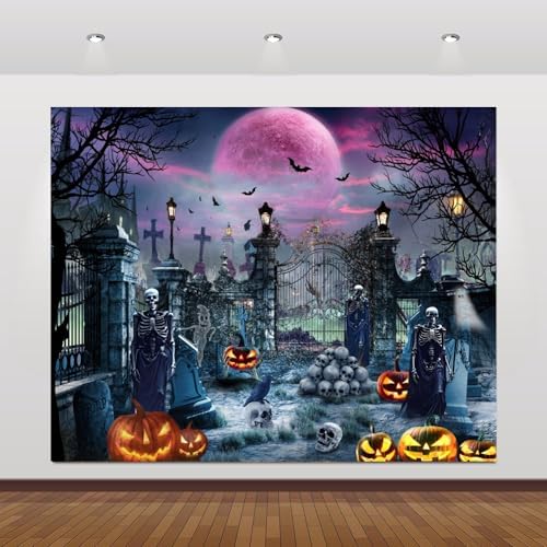 Halloween Backdrops for Photography 10x8ft Scary Night Cemetery Backdrop