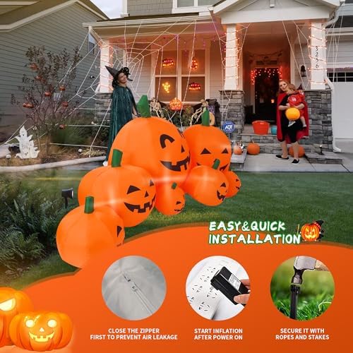 8FT Long Halloween Inflatable Pumpkin Patch Fall Inflatable Thanksgiving Infl...