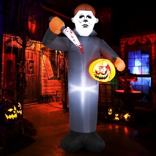 Elegear 6FT Masked Slasher Halloween Inflatable, Outdoor Yard Lawn Decor
