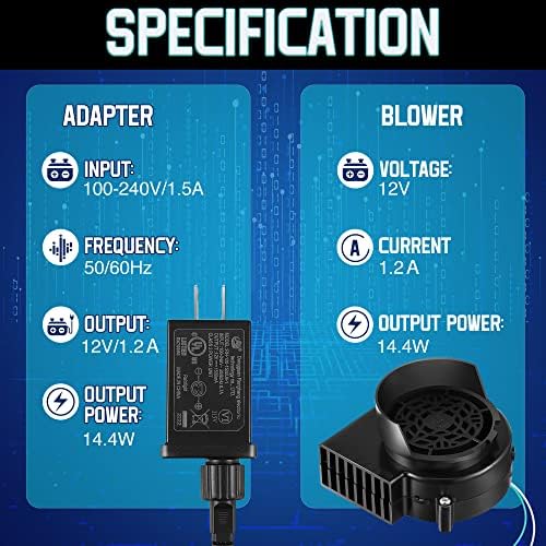 Hiboom 2 Pack Replacement Fan Blower, 12V 1.2A Mini Air Blower with 3 LED Lig...