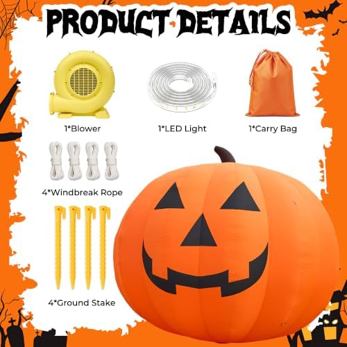Giant 15Ft Halloween Inflatables Pumpkin Decorations, Blow Up Yard Decoration...