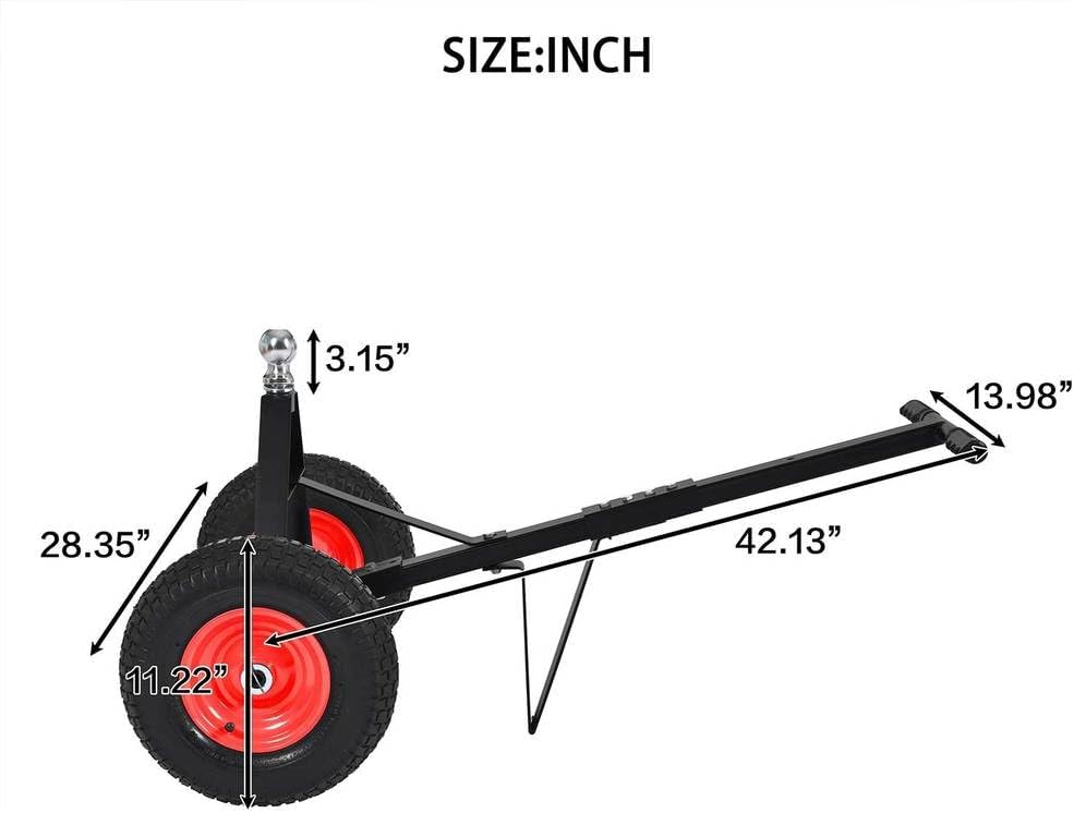Trailer Dolly with 2" Hitch Ball – 600 LBS Capacity Heavy Duty Steel Tra...