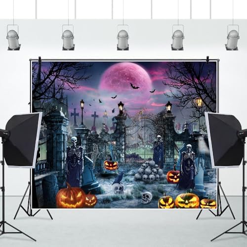 Halloween Backdrops for Photography 10x8ft Scary Night Cemetery Backdrop