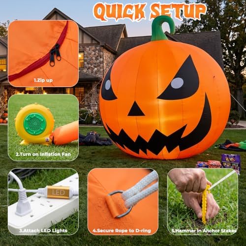 20FT Halloween Inflatables Pumpkin Decorations with 750W Air Blower