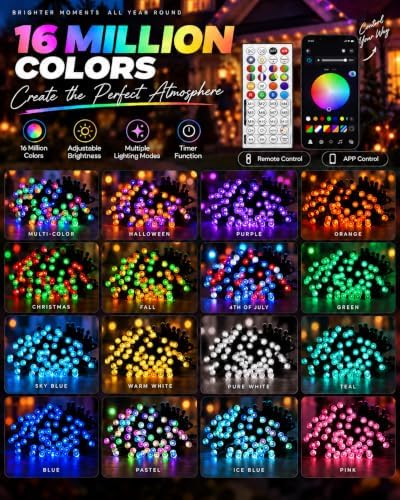 2Pack 400LED Smart Color Changing String Lights Halloween Lights App Remote