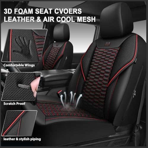 CAR PASS 3D Foam Mesh Leather Car Seat Covers Full Set,Breathable Mesh Faux L...