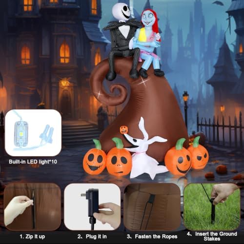 6FT Halloween Outdoor inflatables Decorations - Blow Up Hill Skeleton Couple ...