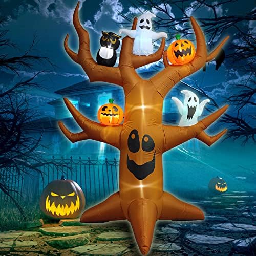 9ft Halloween Inflatable Ghost Tree Halloween Airblown Inflatable Outdoor Dec...
