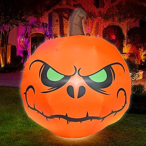 4FT Halloween Inflatable Pumpkin with Build-in LED Lights, Blow up Halloween ...