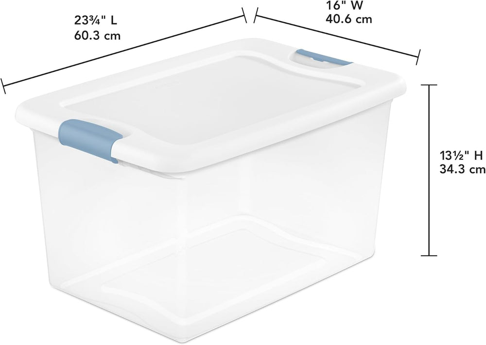 Sterilite Latching Box with Lids for Home and Office, 64 Quart, 4-Pack
