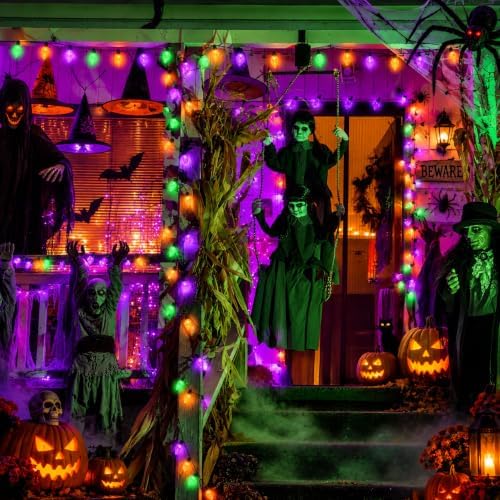 Connectable 2PK C9 Orange Purple Green Halloween Lights Plug in 86FT 100LED