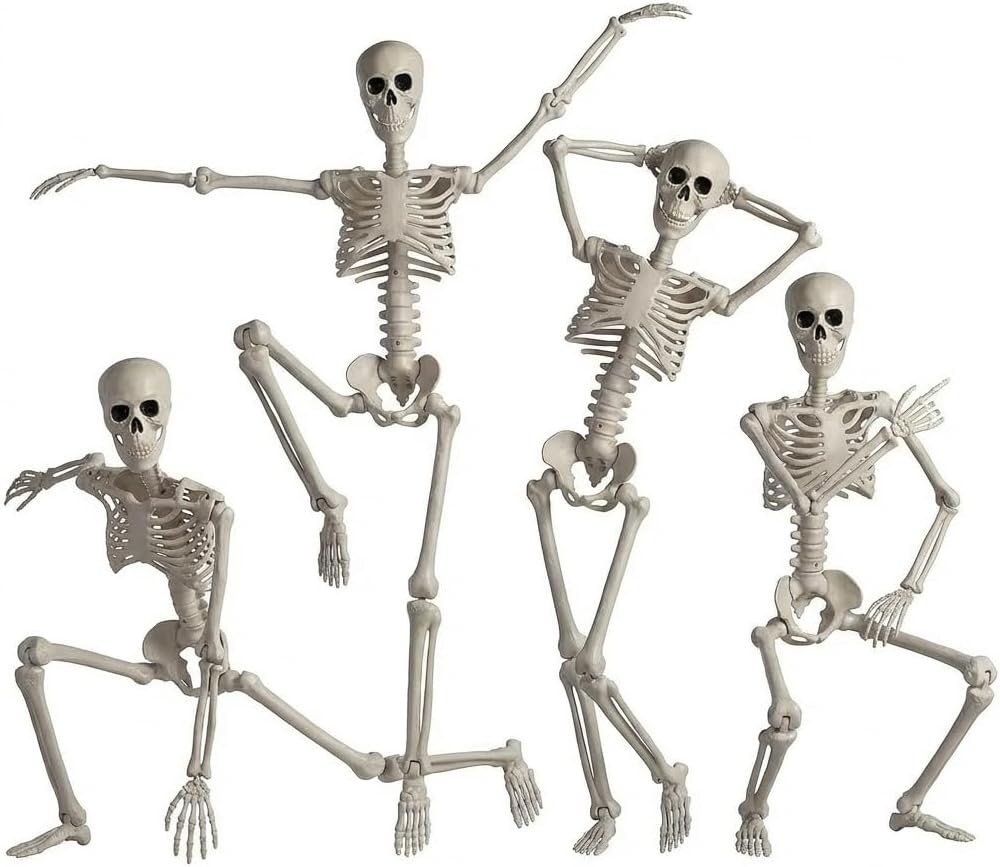 4Pack 36 Inches Pose-N-Stay Halloween Skeleton Life Size Full Body Posable Mo...