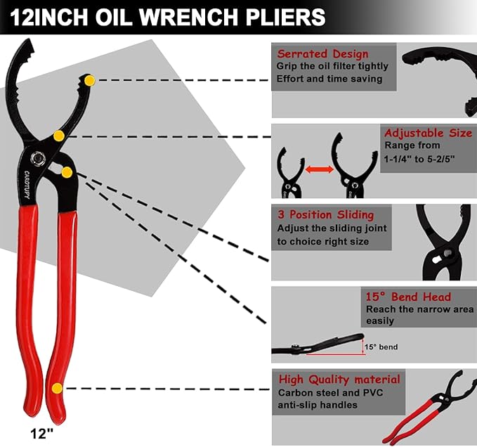 8pcs Oil Filter Wrench Set, Oil filter Removal Tool Adjustable from