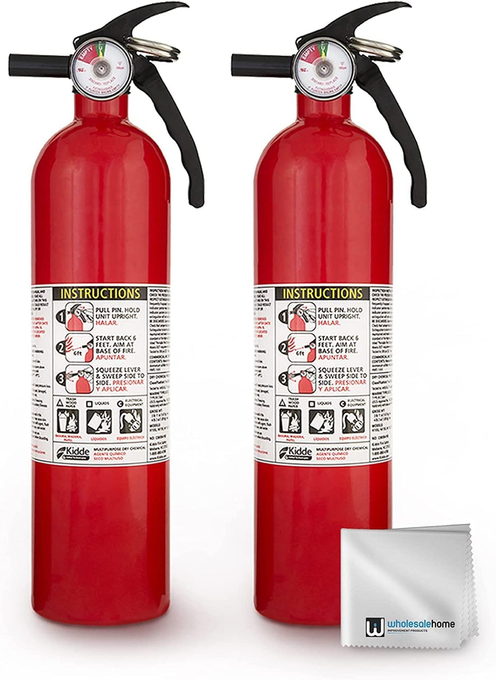 Kidde FA110 Multipurpose Fire Extinguishers 2 Pack - Red, (Rating 1-A:10-B:C)...