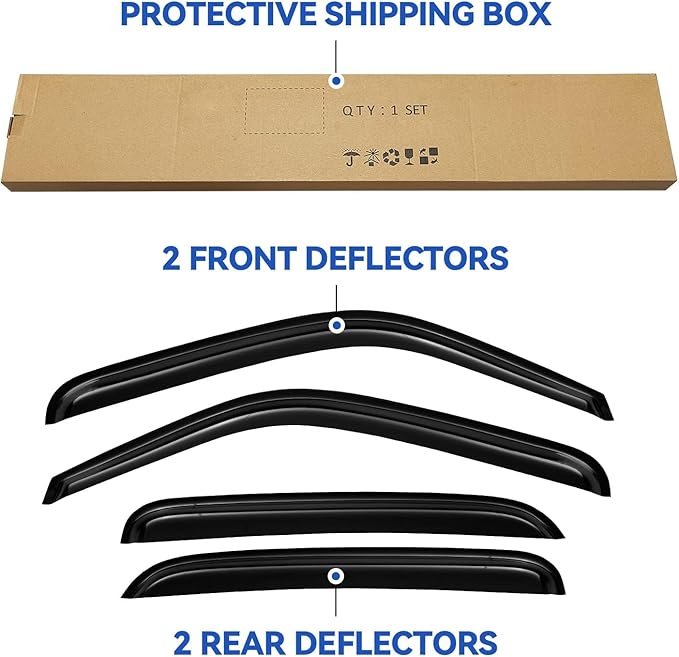 Window Visors Rain Guards for Chevy Tahoe/GMC Yukon 2000-2006, Out-Channel