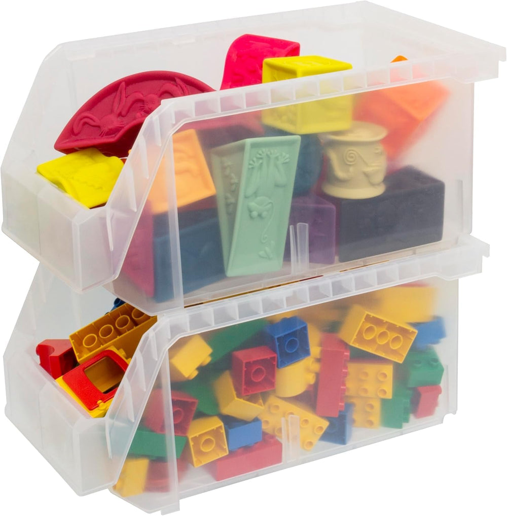 Large Stackable Plastic Storage Bins, 6-Pack, Clear
