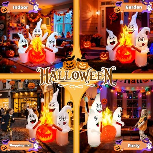6 FT Halloween Inflatable Ghosts Roasting Marshmallows