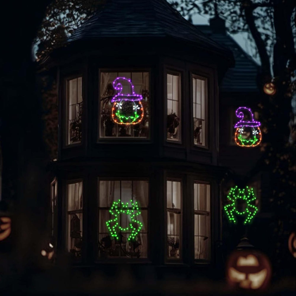 Halloween Window Lights, 2 Pack LED Waterproof Timer Indoor Decor