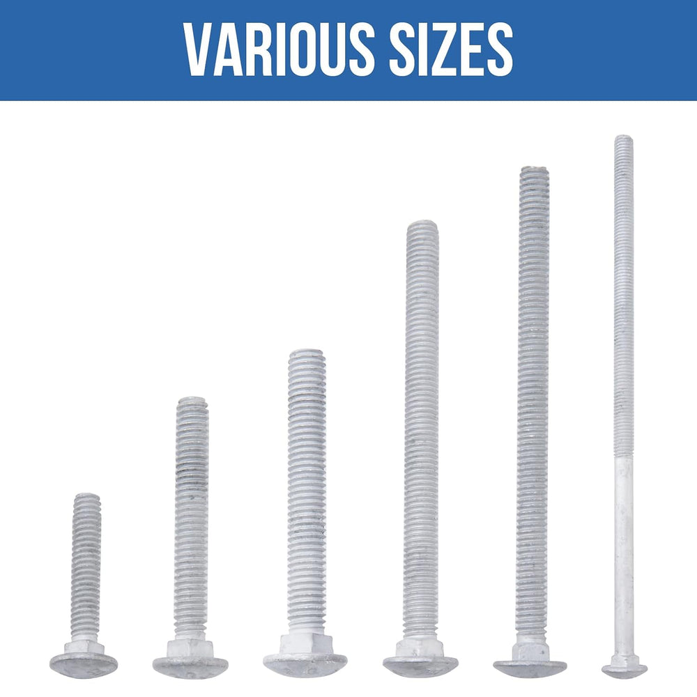 1/2" x 5" Carriage Bolts (25 PCS), Hot Dip Galvanized, Heavy Duty R...