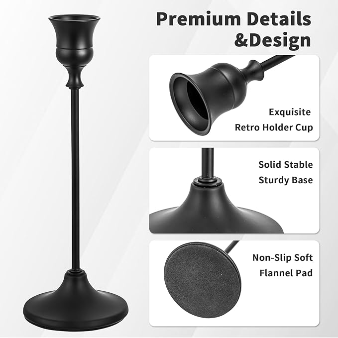 CHILL RECIPE Black Candlestick Holder Tall Taper Candle Holder for Home Decor...