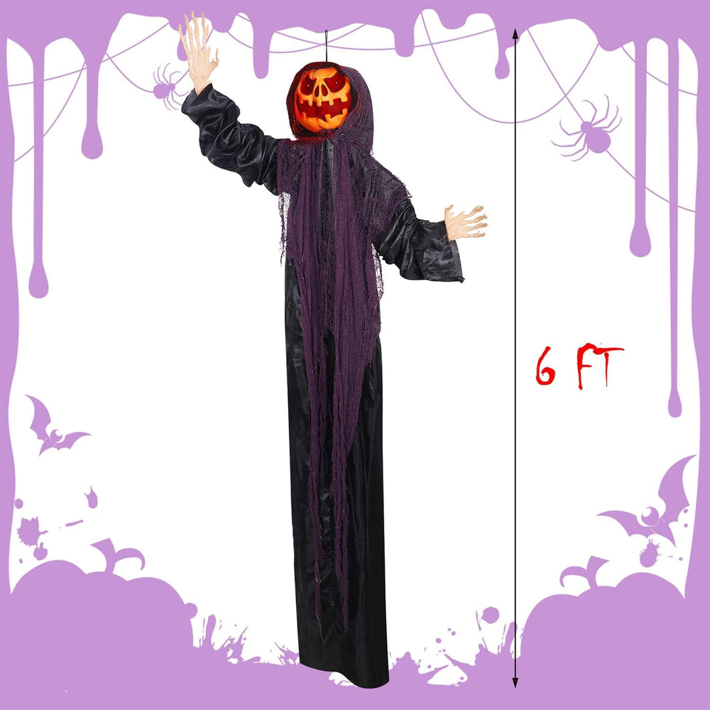 yosager 2 Pack Halloween Decorations, 6 FT Lighted Hanging Pumpkin Men