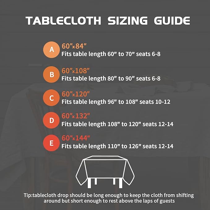 EVERLY 100% Pure Linen Rectangle Tablecloths 108Lx60WInch for Dining,Buffet P...