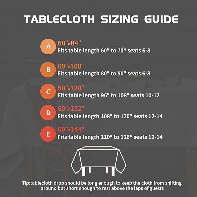 EVERLY 100% Yarn-Dyed Linen Rectangle Tablecloths 60x120Inches for Dining,Buf...