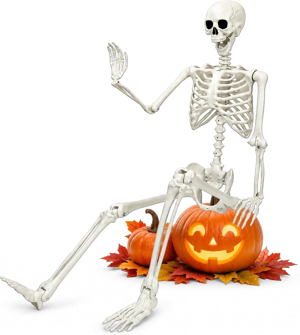 5.4Ft Halloween Skeleton Decorations Life Size: Posable Skeleton Decor