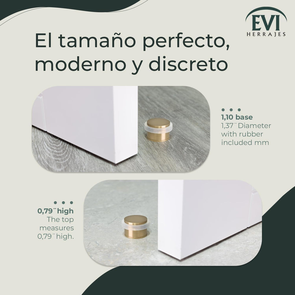 EVI Herrajes | Floor Mounted Doorstop | Adhesive or Screw Installation | W=1,...