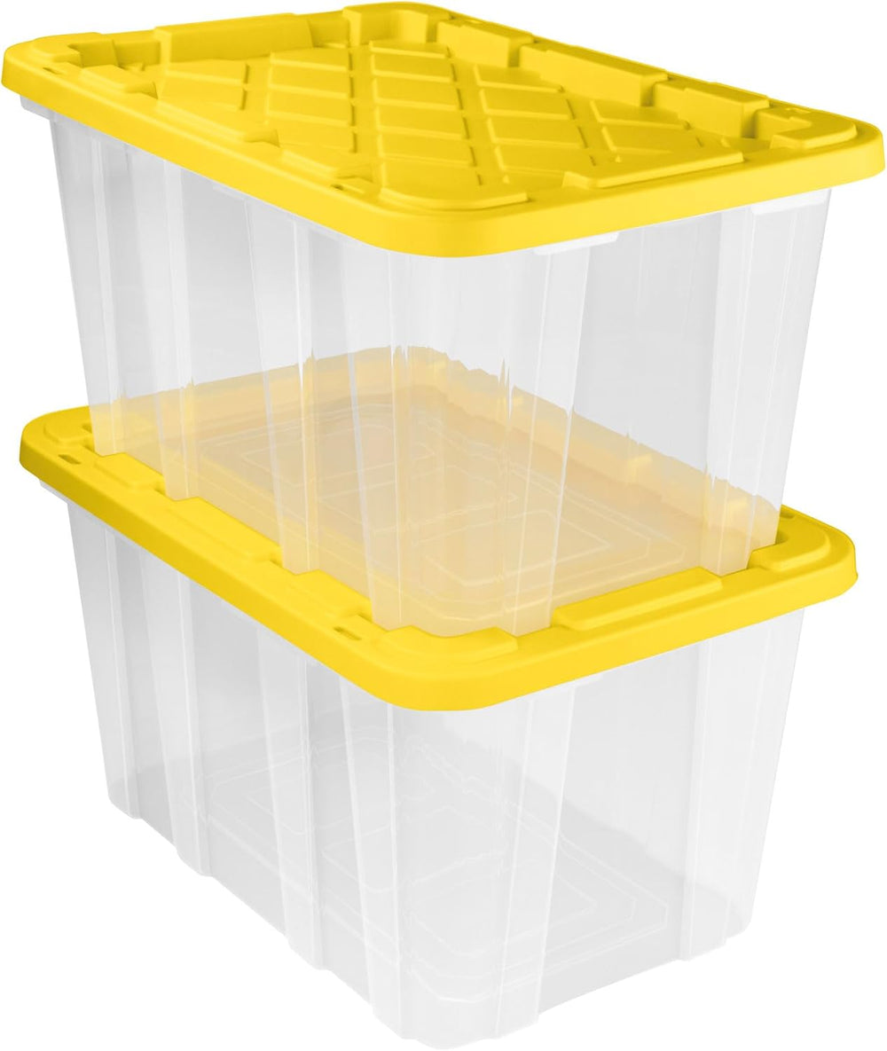 Sterilite Industrial Storage Box with Lids for Garage, 27 Gallon, 4-Pack