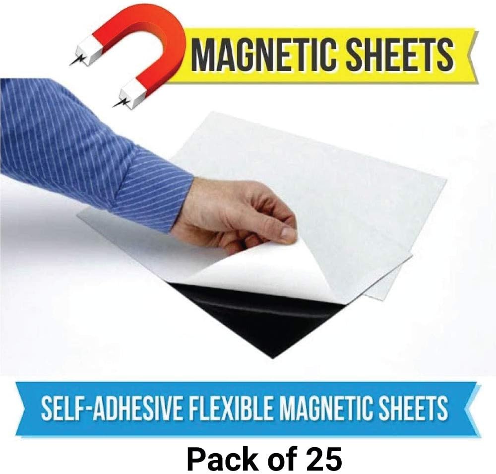 Adhesive Magnetic Sheets | Flexible Magnet with Adhesive Backing | 8 x 10 Inc...