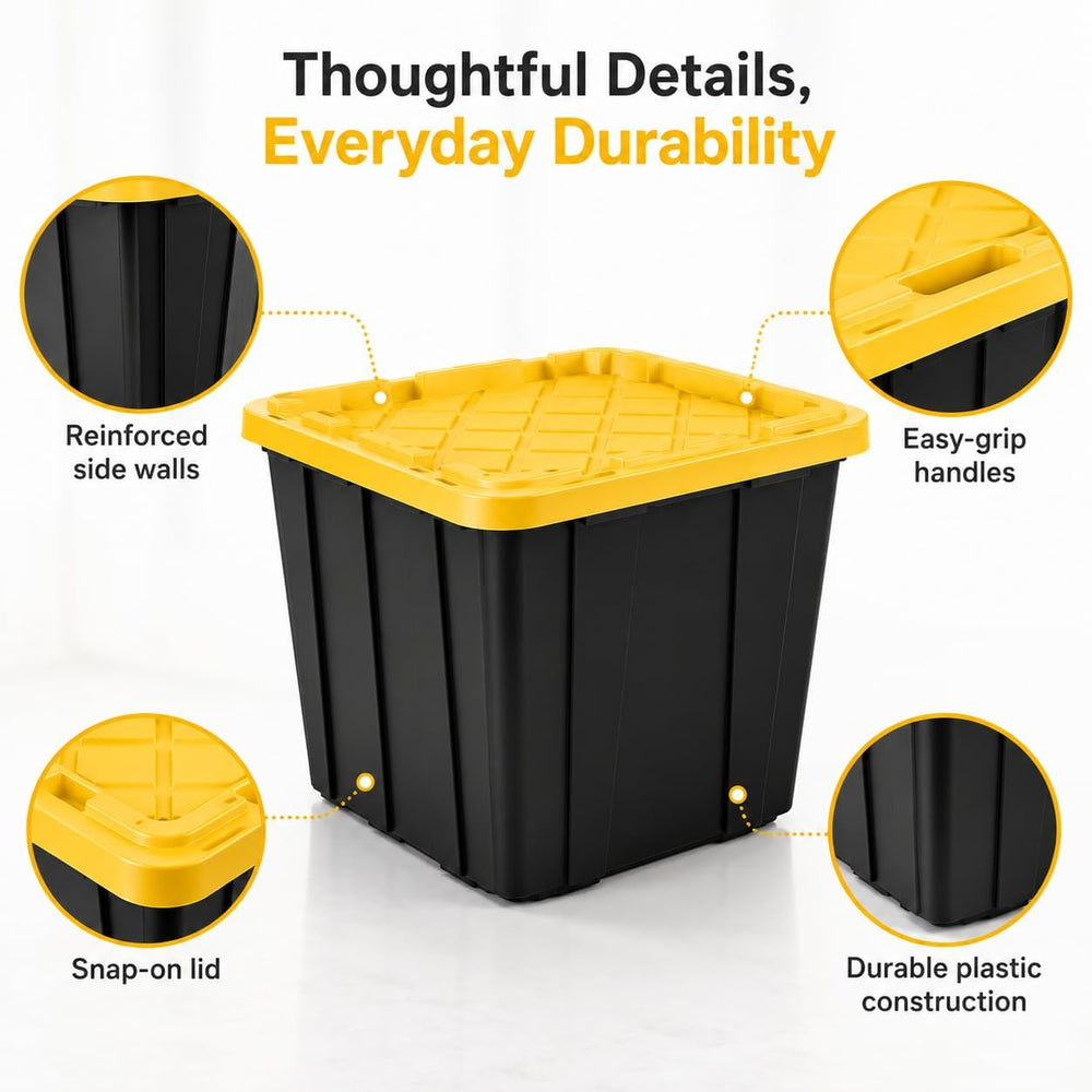 27 Gallon Storage Bins with Lids, 6 Pack Large Plastic Storage Totes