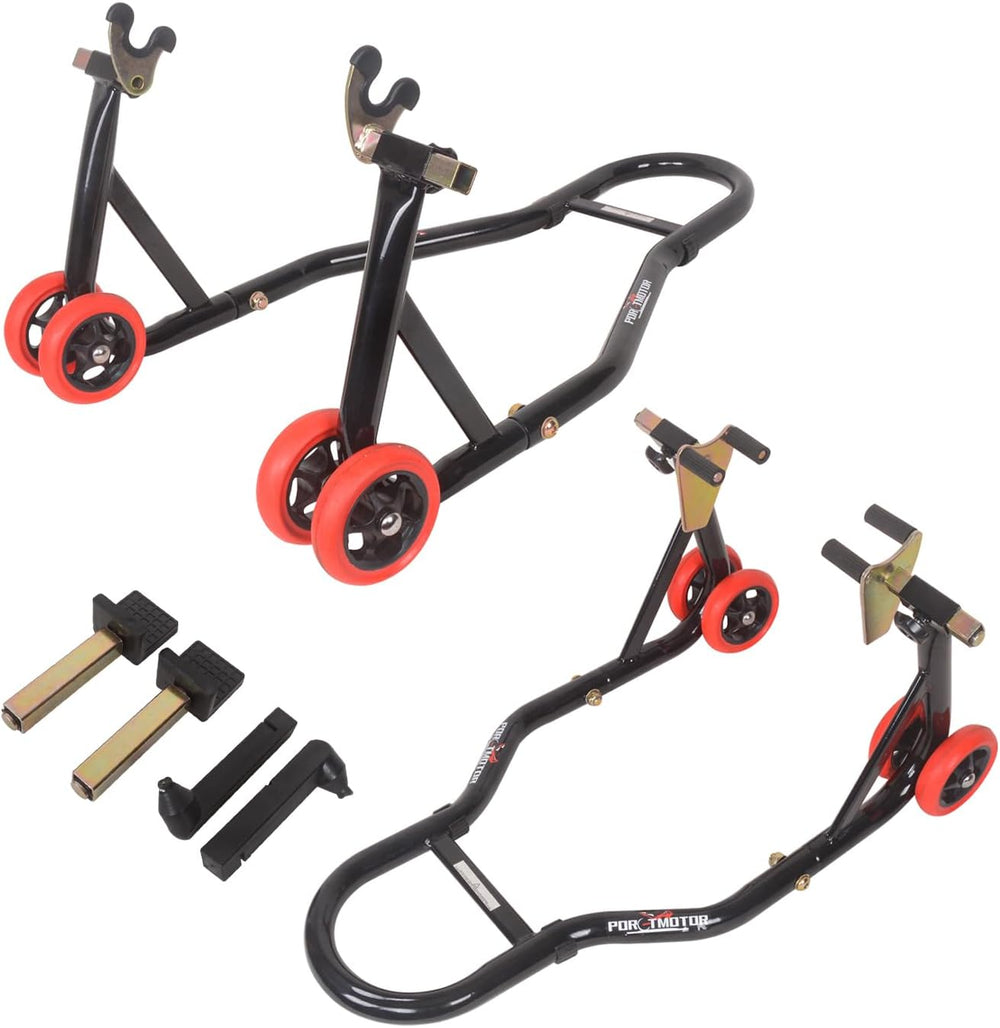 Motorcycle Stands Front Rear, 850lbs Front and Rear Combo Stand Lift with 4 T...
